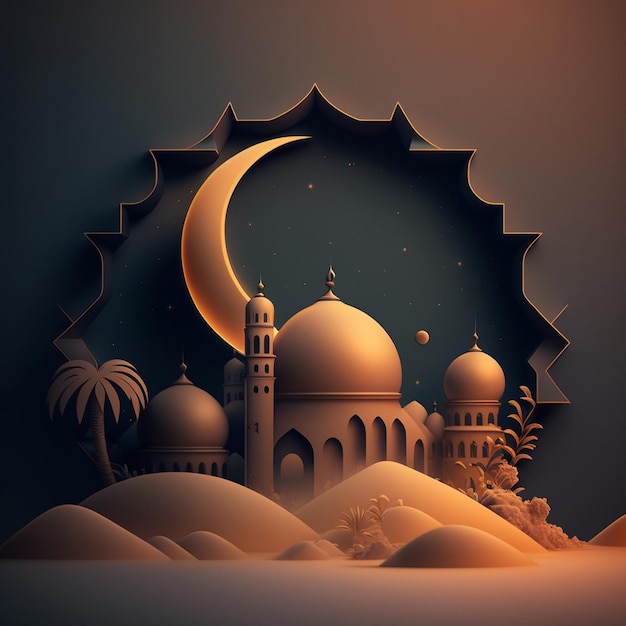 Islamic happy new year Leonardo Diffusion moroccan lamp background AI Generated