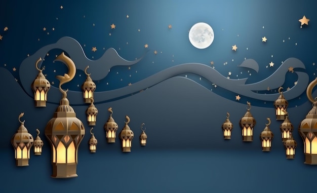 Islamic Holiday Background Illustration AI Generative