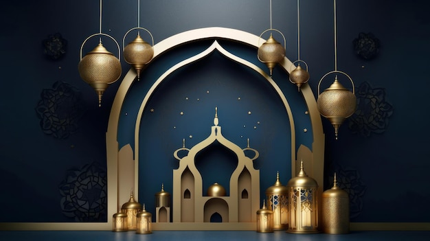 Islamic holiday background Illustration Generative AI