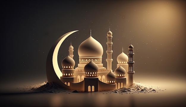 Islamic holiday Ramadan kareem event background decorate with Arabic lantern Generative AI