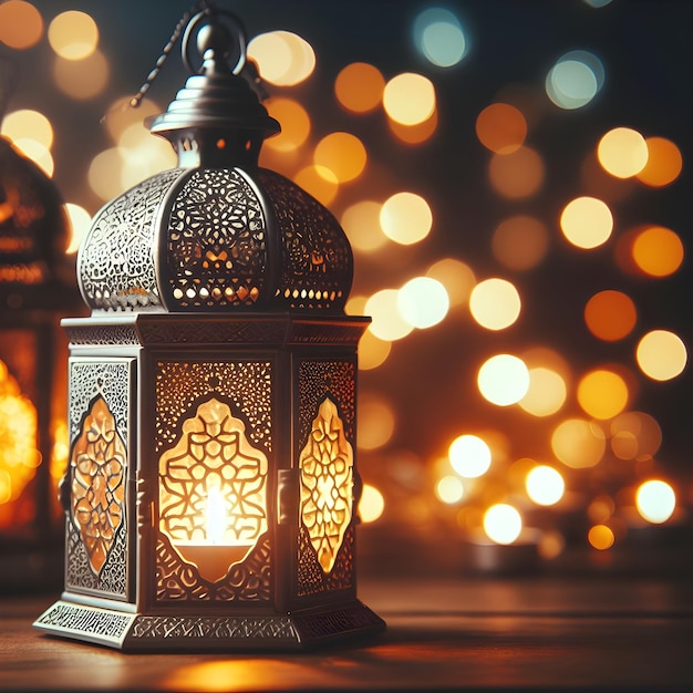 islamic lantern with bokeh background