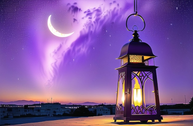 Islamic Lanterns banner for Ramadan Kareem Eid Mubarak Ai generated for Muslim Islamic Ramadan