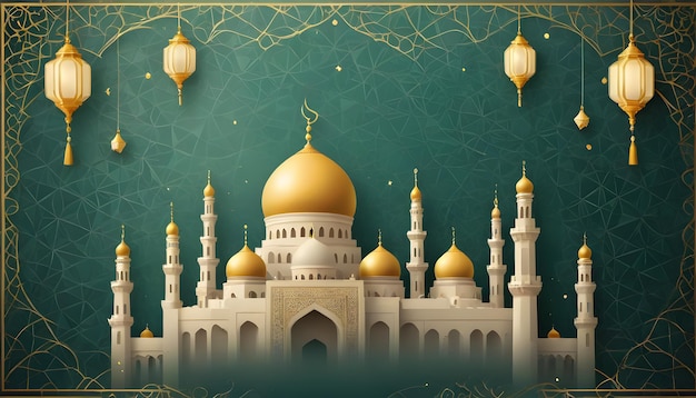 Islamic Mosque Illustration with Lanterns