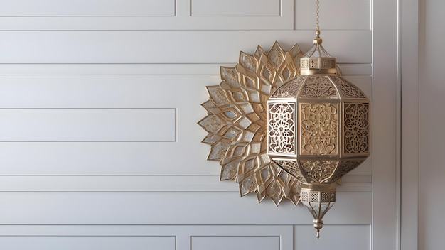 Islamic ornament on flat wall background