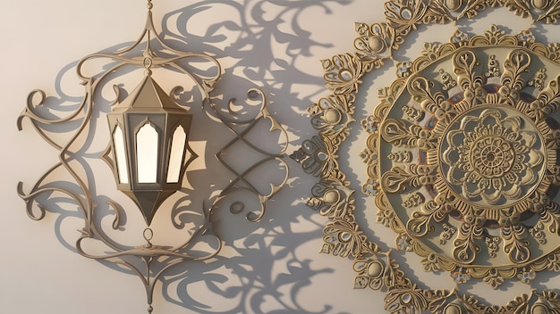 Islamic ornament on flat wall background