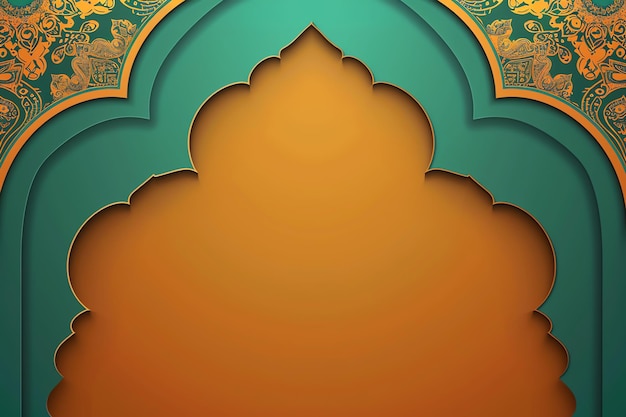 Islamic patterned border with crescent moon illustration Arabic Eid Mubarak Background