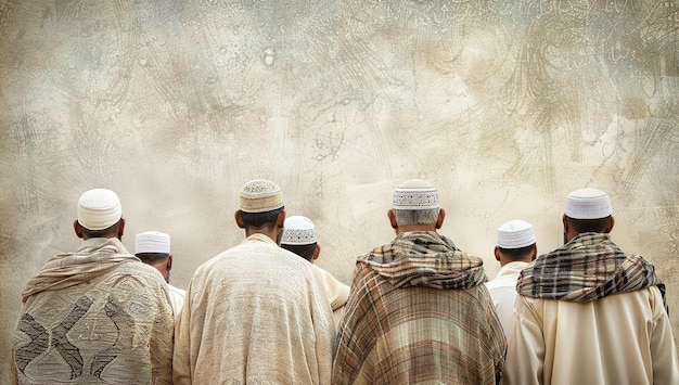 Islamic people praying with white clothing