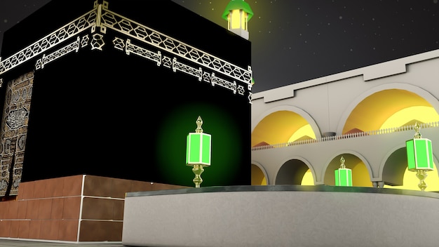 islamic pilgrimage to mecca  eid adha mubarak realistic islamic kaaba mosque 02