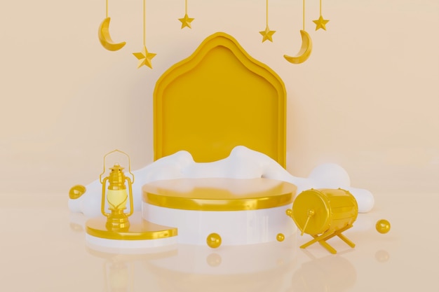 Islamic Podium Scene 3D Render - Premium Image