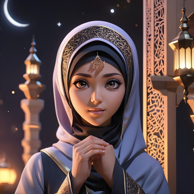 Islamic Ramadan anime cartoon character