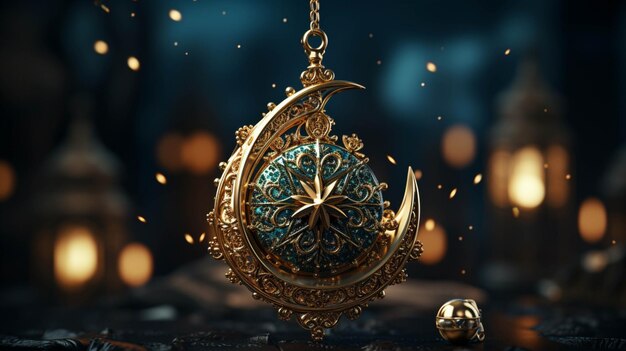 Islamic Ramadan with mosque crescent moon and star wallpaper