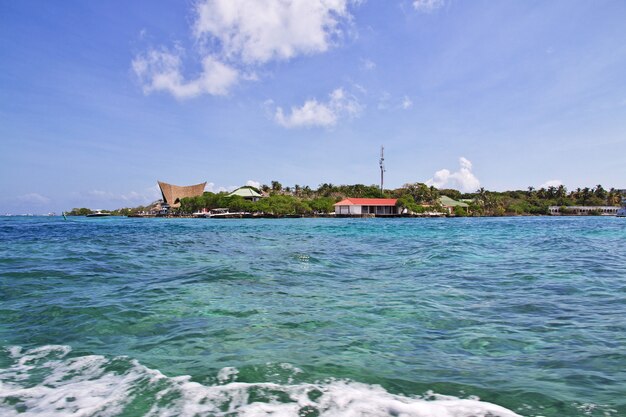 The island in Rosario nature reserve in Caribbean sea close Cartagena, Colombia