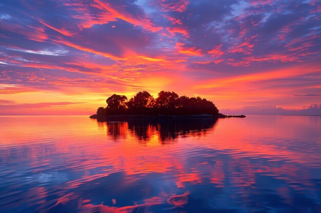 Photo island silhouette at sunset