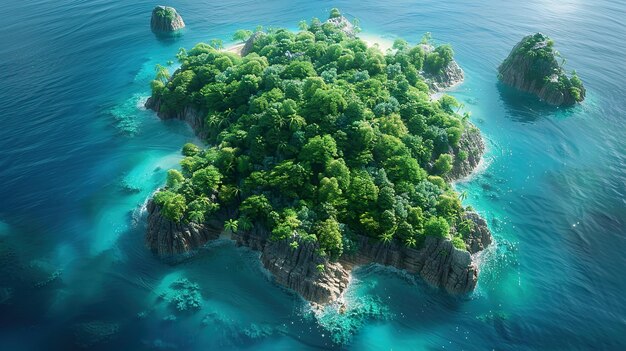 Photo a island with trees and a small island in the water