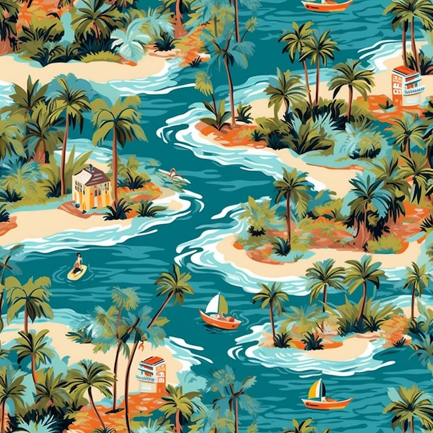 The Islands of The Bahamas textile pattern