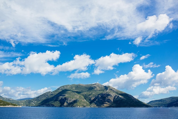 Islands in Greece on a sunny day with blue sky