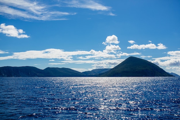 Islands in Greece on a sunny day with blue sky