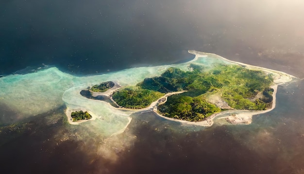 Islands in the ocean. Philippine fantasy islands in the ocean aerial photography.