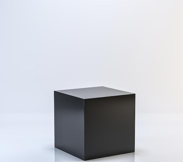 Isolate 3D rendering of a black geometric podium on a white background