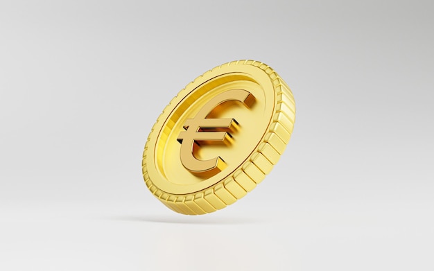 Isolate of Euro golden coin on white background by 3d render Illustration