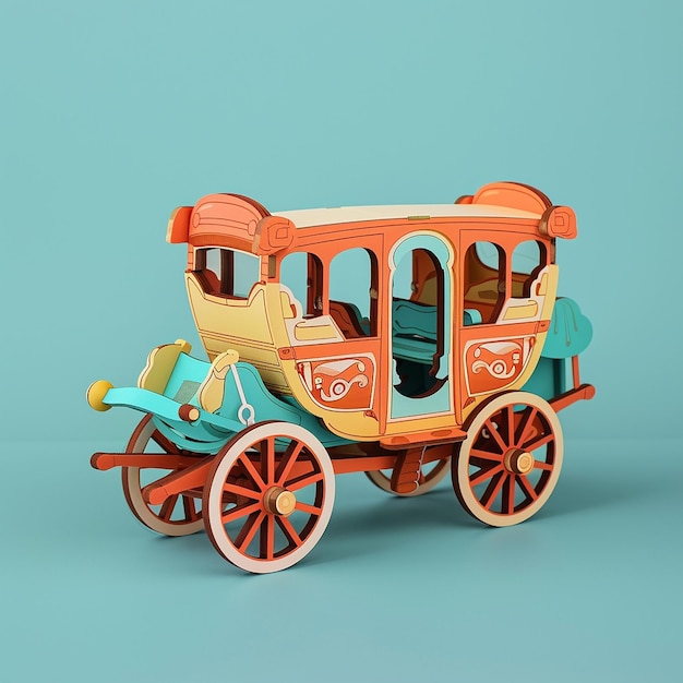 Photo isolated 3d cartoon toy stagecoach