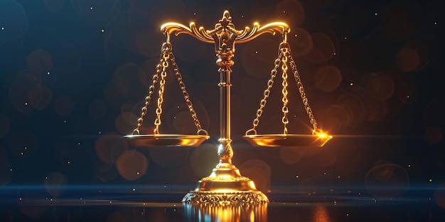 An isolated 3D icon representing the concept of balance and fairness in finance and law