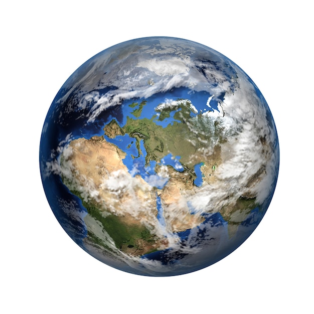 Isolated 3D image of planet Earth. View to Europe and Africa.