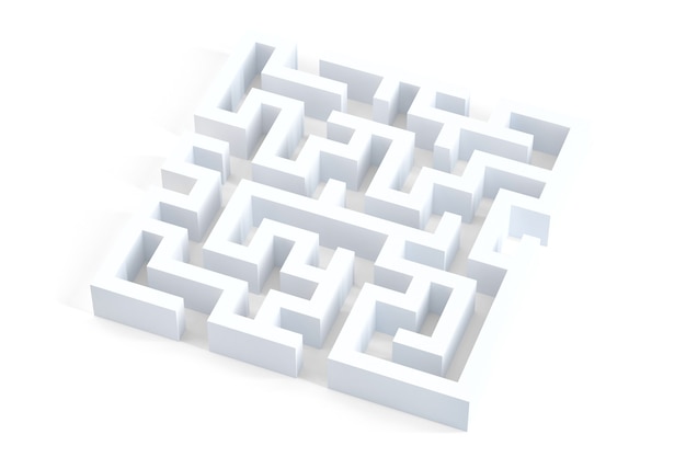 Isolated 3d white maze. Contains clipping path.