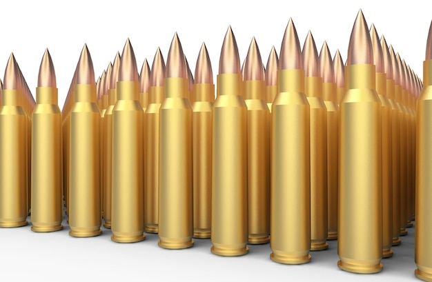 Isolated 50 cal bullet set 3d illustration