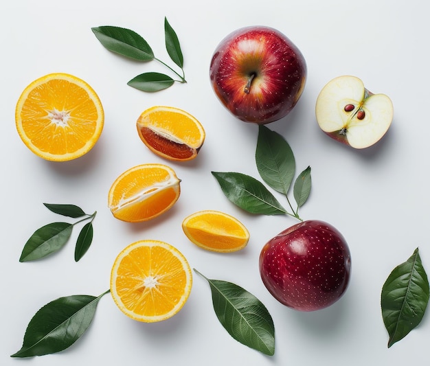 Isolated Apple and Sliced Oranges HighResolution Fruit Photography