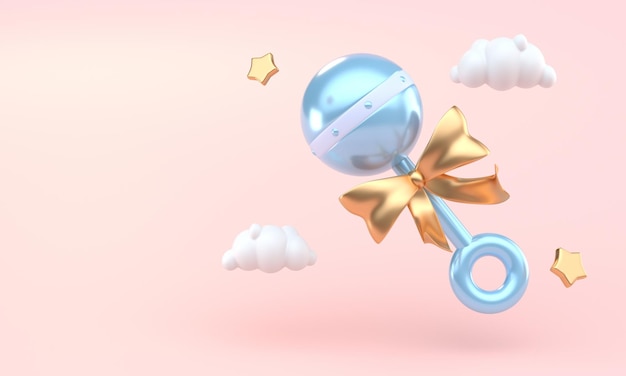 Isolated Baby Rattle 3D Illustration