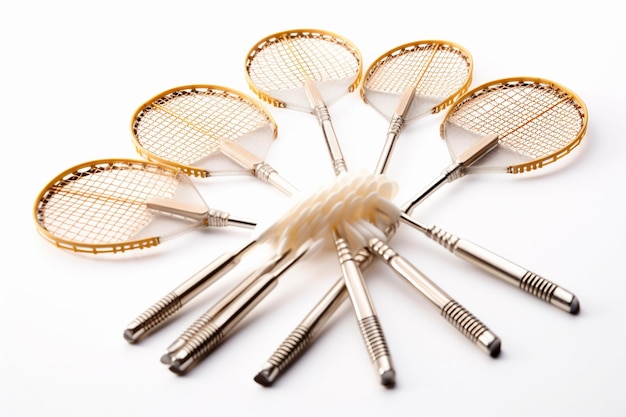 Photo isolated badminton set on white surface