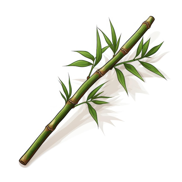 Isolated Bamboo Stick on White Background AI Generated