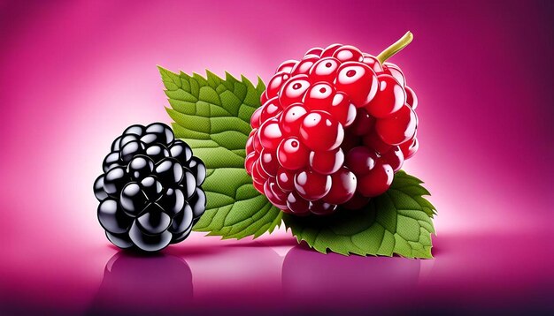 Photo isolated berry one fresh blackberry fruit