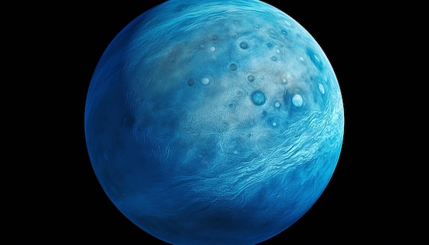 Isolated Blue Venus Planet in Front View at Elevation