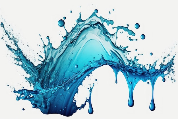 Isolated blue water splash on a white background