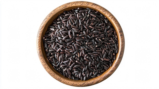 Isolated Bowl of Black Rice on Transparent Background