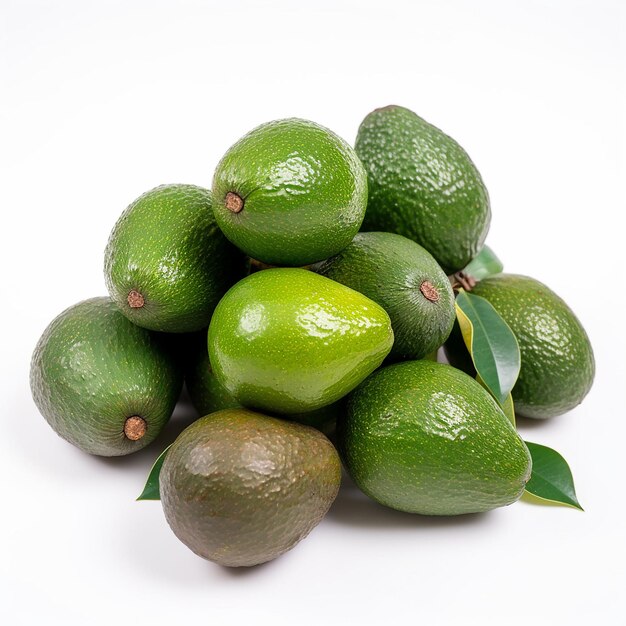 An isolated bunch of avocado on a white background ai generated