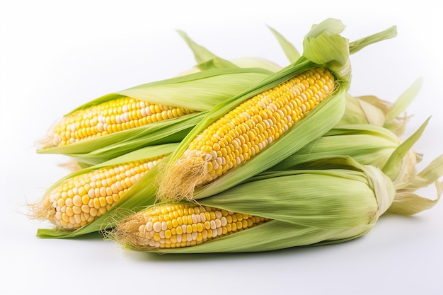 An isolated bunch of Corn on a white background ai generated