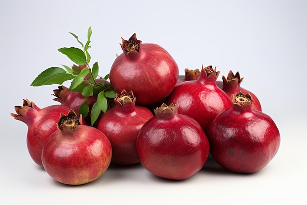 An isolated bunch of Pomegranate on a white background ai generated