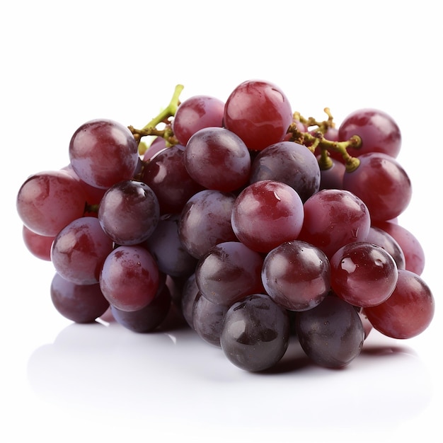 An isolated bunch or red grapes on a white background ai generated