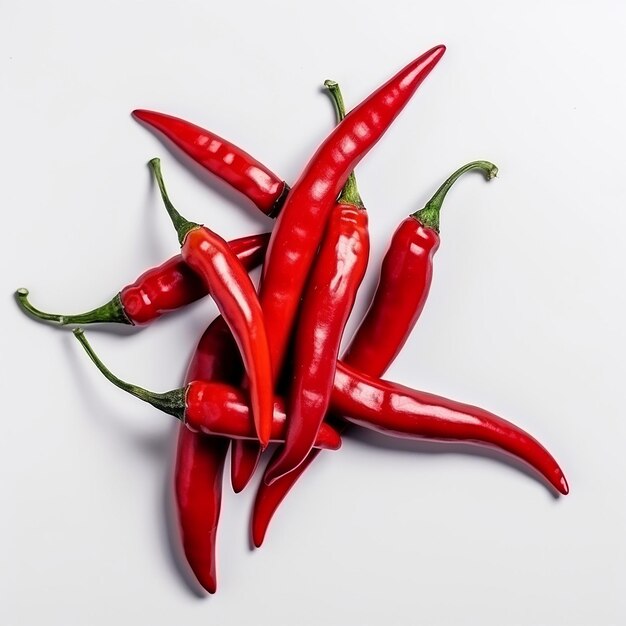 An isolated bunch of red pepper on a white background ai generated