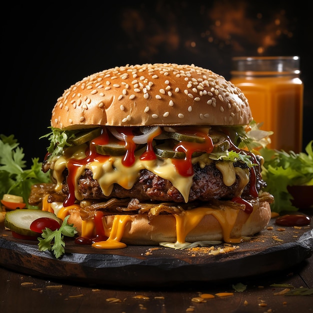 Isolated Burger Food Photography on Color Background