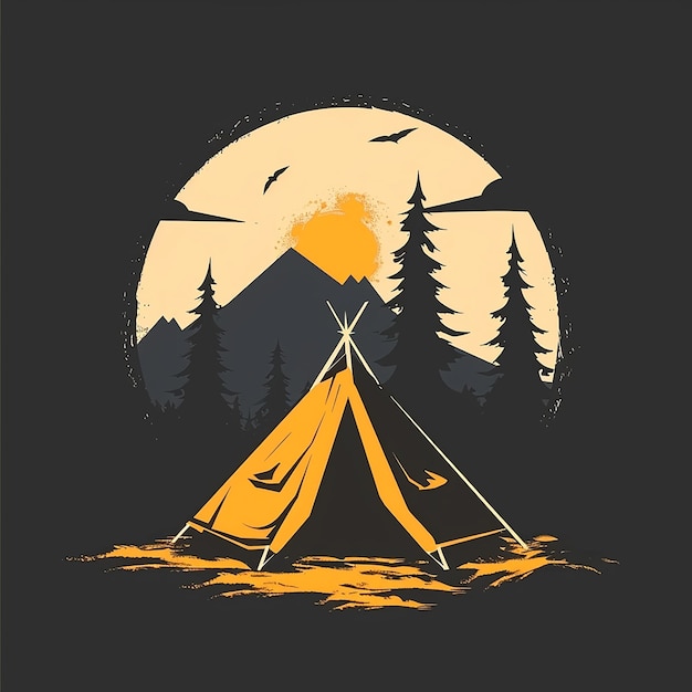 isolated campfire vector logo and background