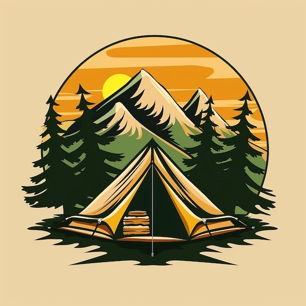 isolated campfire vector logo and background