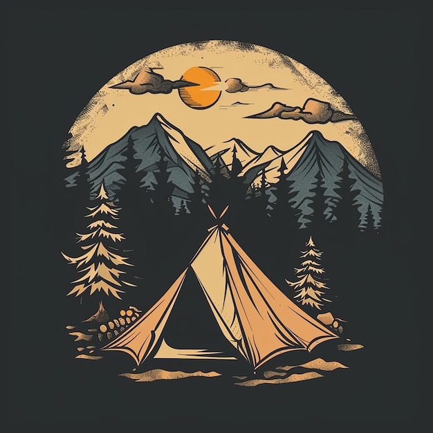 isolated campfire vector logo and background