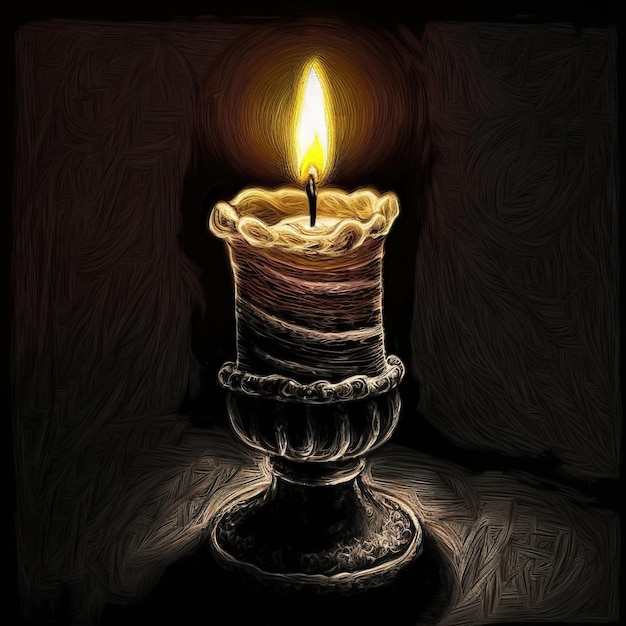 Isolated candle light digital art illustrations by generative ai