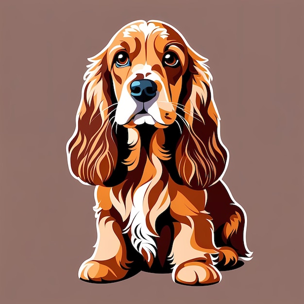 Isolated Cartoon Cocker Spaniel Dog Breed Vector Set