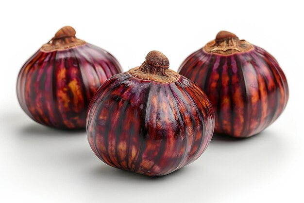 Isolated chestnuts on white background isolate close up of three fresh chestnut isolated on white