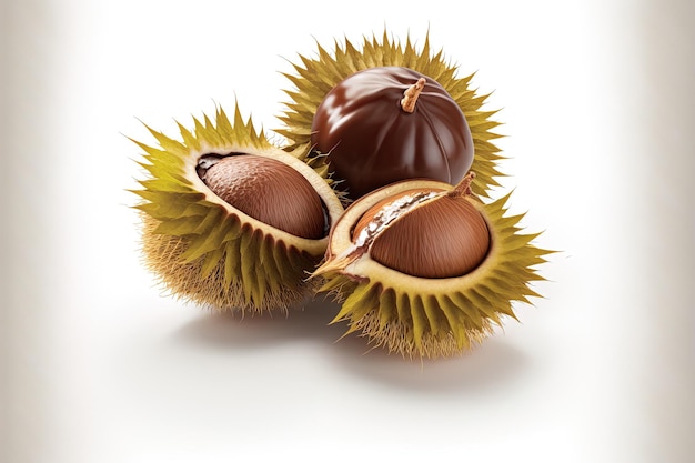 Isolated chestnuts on a white background